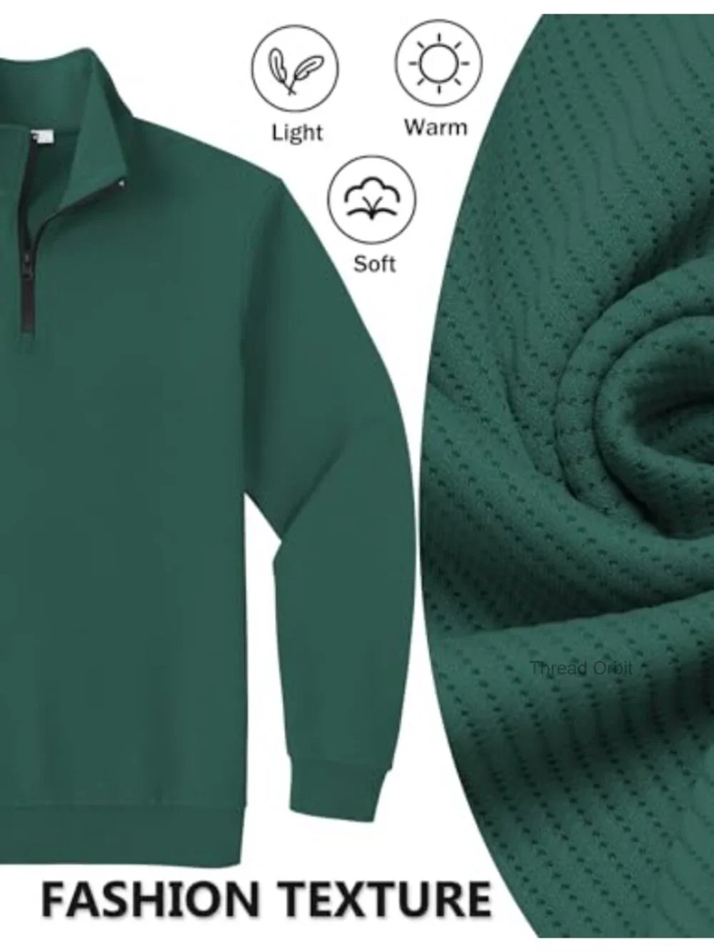 Men's Quarter Zip Pullover Sweatshirt Lightweight Long Sleeve Mock Neck Sweater